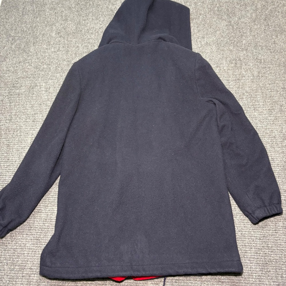 Herman Kay Womens Navy Blue Wool Blend Hooded Coat Red Lining Size 8 56012J - Picture 6 of 9